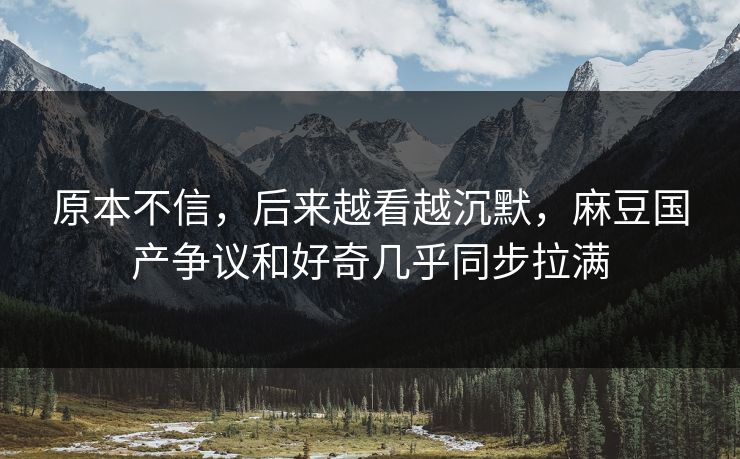 原本不信,后来越看越沉默,麻豆国产争议和好奇几乎同步拉满 原本不信,后来越看越沉默,麻豆国产争议和好奇几乎同步拉满
