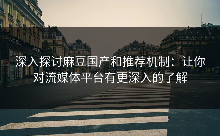 深入探讨麻豆国产和推荐机制:让你对流媒体平台有更深入的了解 深入探讨麻豆国产和推荐机制:让你对流媒体平台有更深入的了解